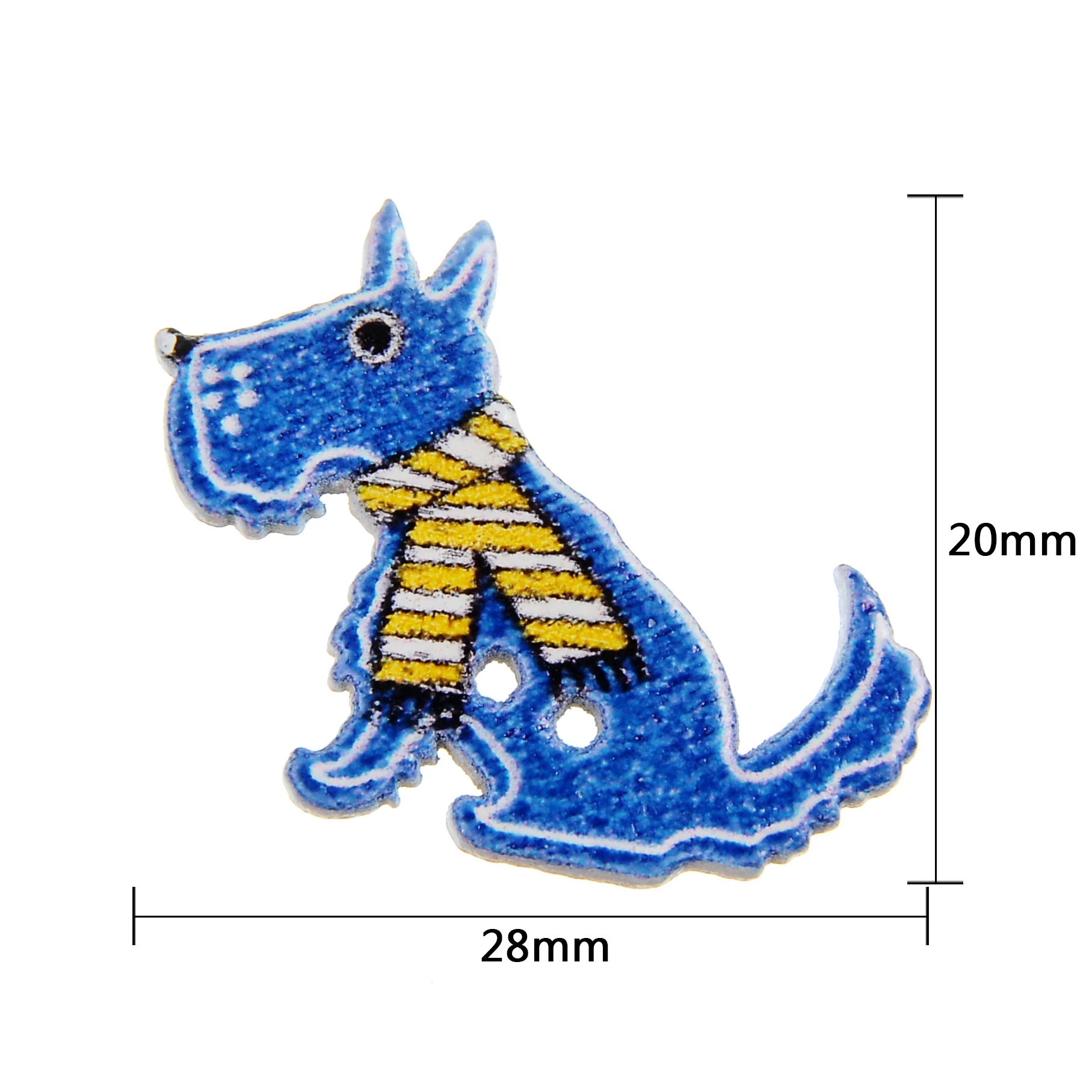 50 шт./лот Красочные 2 отверстия смешанные собаки деревянные пуговицы для шитья