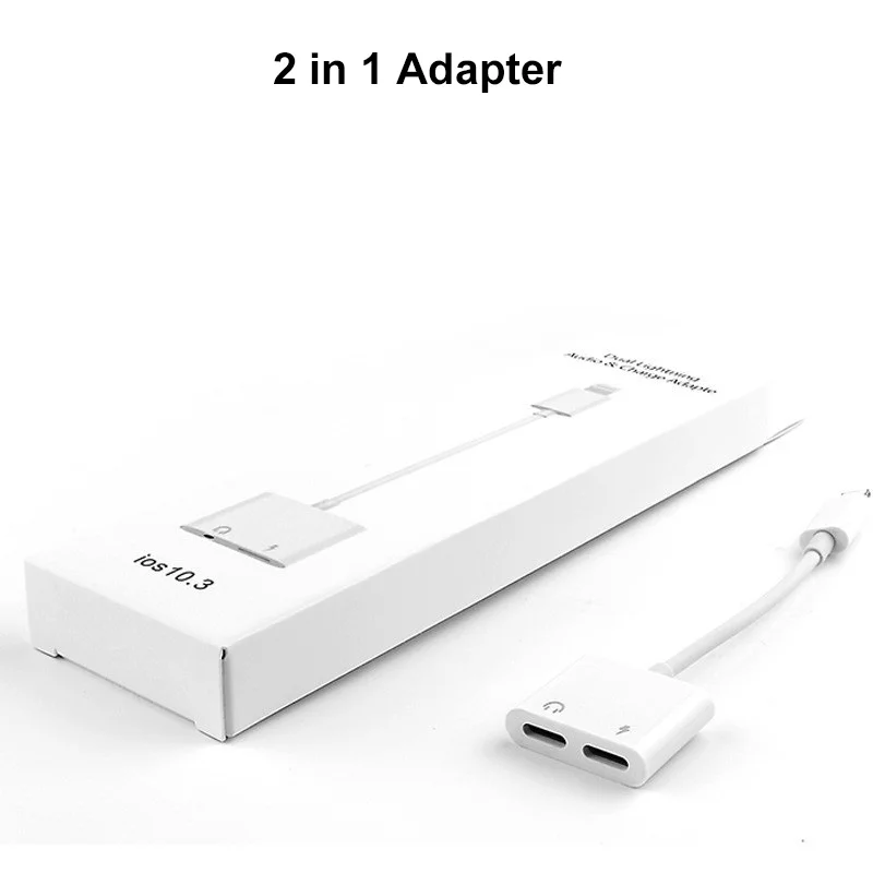 2 в 1 аудио адаптер зарядный кабель для наушников iPhone 7 8plus X Xs Aux Jack гарнитура Lightning 3