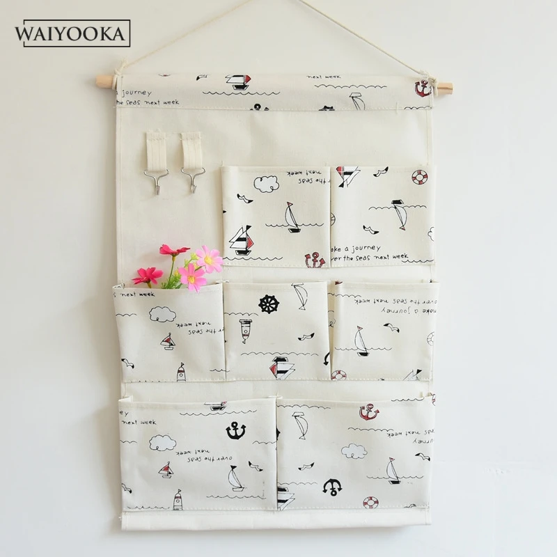 7 карманов шкаф складной Хлопок мультфильм милые Висячие сумки карман на дверь