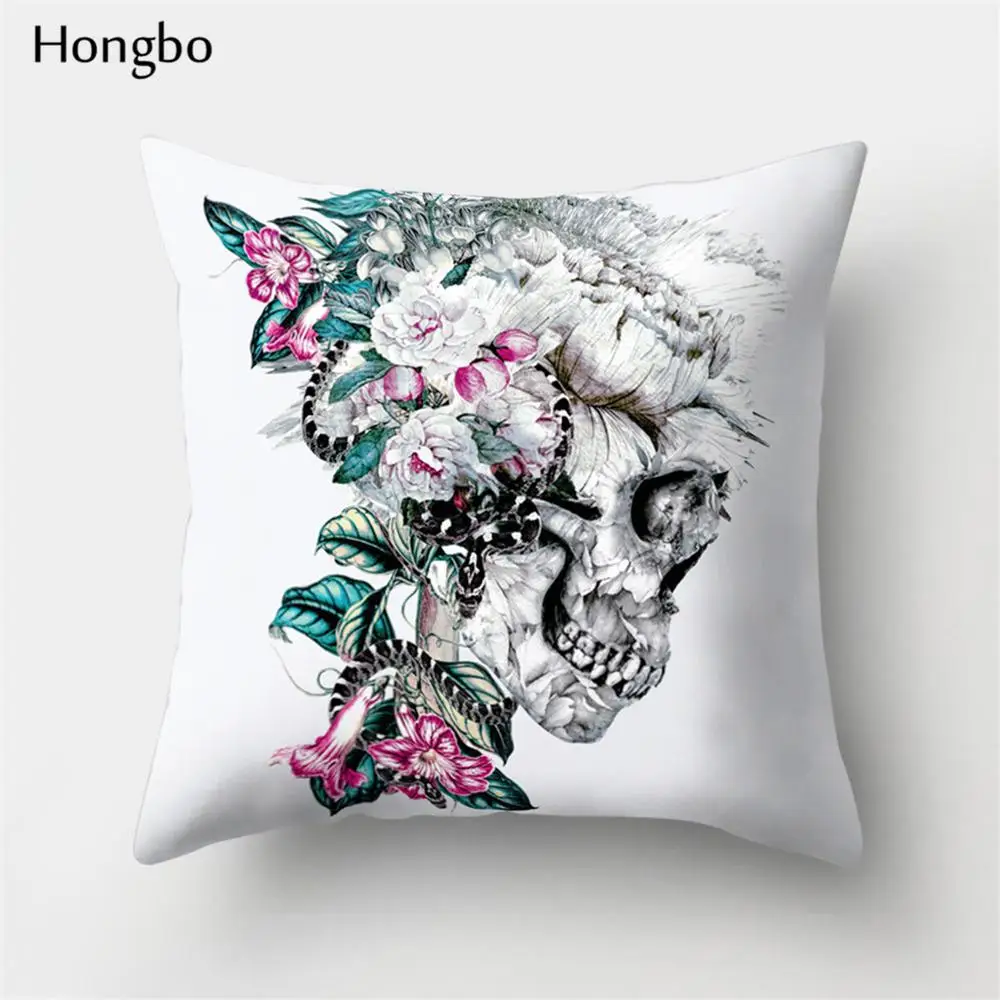 Hongbo, 1 шт., Женская Подушка с черепом, птица, сова, для девочек, узор, домашний декор, декоративные подушки, наволочка, наволочка - Цвет: 12