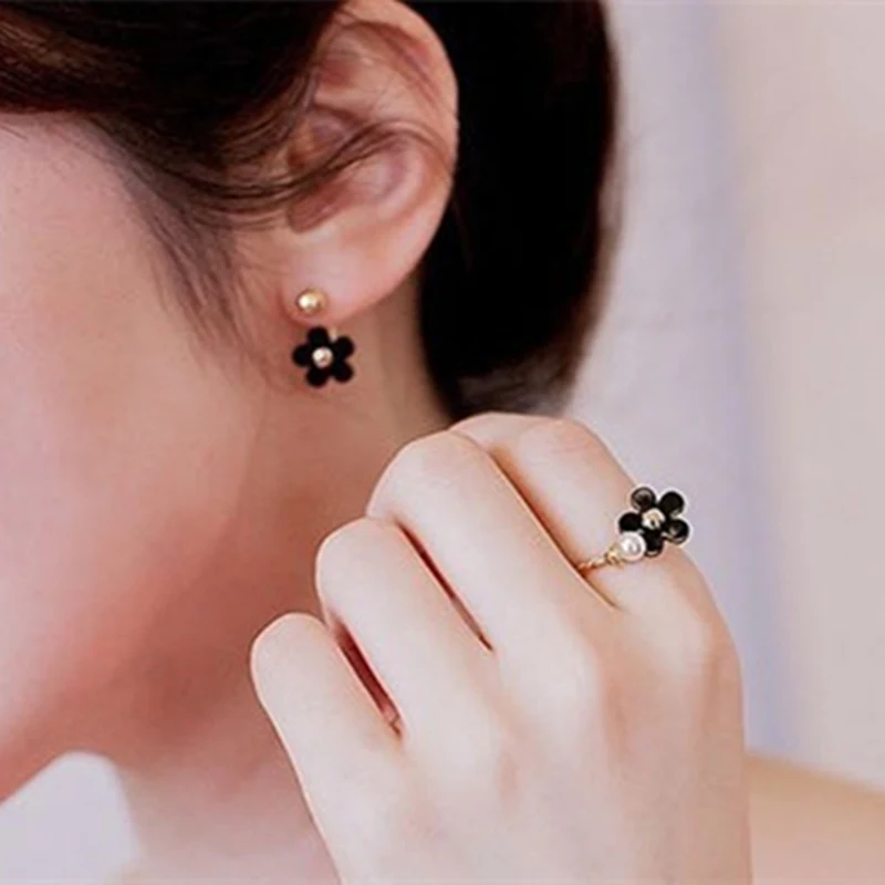 Горячая новинка кольцо с пятью листьями и цветами из жемчуга для дам корейские