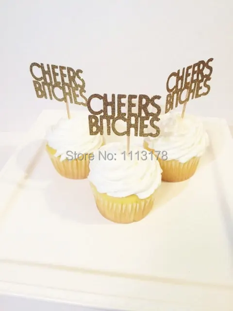 

Cheers Cupcake Toppers, Gold Glitter Bridal Shower Cupcake toppers, Wedding Cupcake toppers wedding Engagement