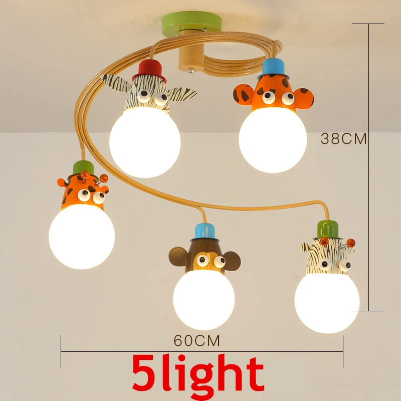 TRAZOS Мультфильм Led Детская люстра освещение для детской комнаты ткань абажур Люстра для мальчиков Спальня блеск для девочек Lustresa - Цвет абажура: 5light