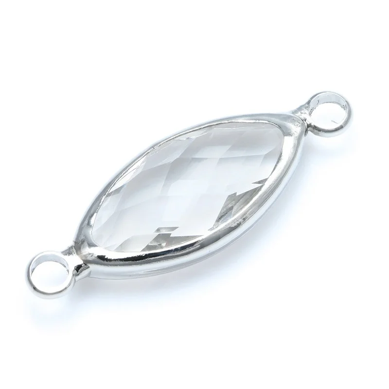 silvery 5 шт. 21*7 мм маркиза Прозрачный Кристалл Разъем Подвески Аксессуары для ювелирных изделий серьги шнур кожаный - Цвет: silvery