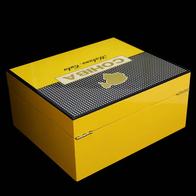 

COHIBA Piano Finish Cedar Cigar Humidor Box Ashtray Cutter Set Hold 30 Count