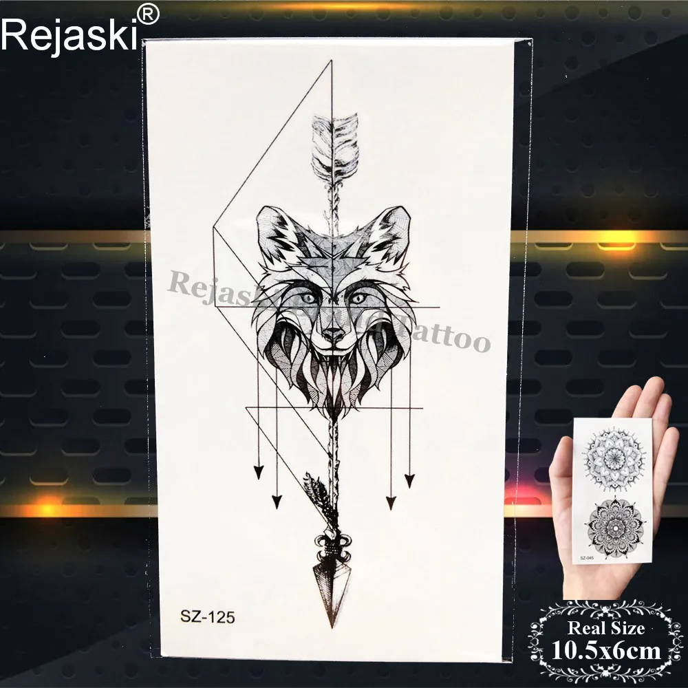 Черная художественная временная татуировка Rejaski женские тату-наклейки на руку