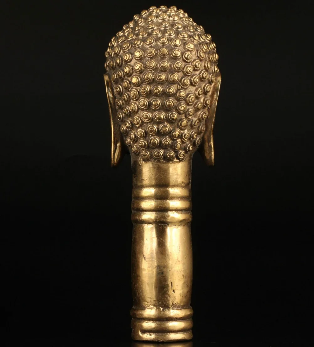 Коллекционный старинный стиль ручной работы медный статуя Будды рукоятка для