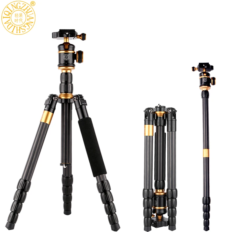 Штатив EACHSHOT QZSD Q666C с Q-02 вращающейся на 360 градусов жидкой головкой для Canon Pentax Sony DSLR
