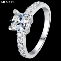 women princess cut halo 1 carat cubic zirconia cz sona solitaire solid 925 engagement wedding ring