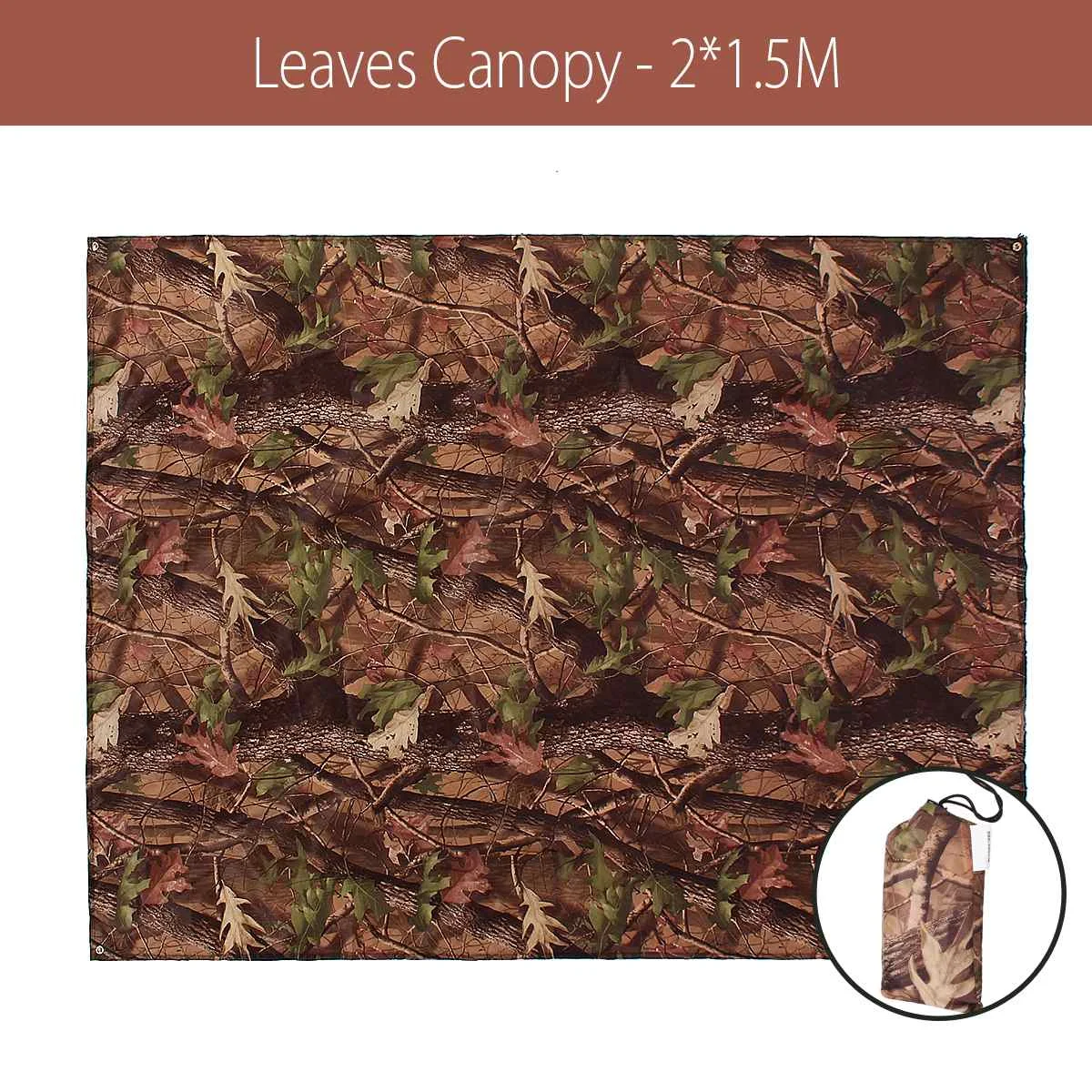 brown leaves 2x1.5m Waterproof Sun Shelter Canopy Tent Tarp Anti UV Outdoor Beach Tent Shade Camping Hammock Rain Fly Sunshade Awning 2x2M/2x1.5M - Цвет: brown leaves 2x1.5m