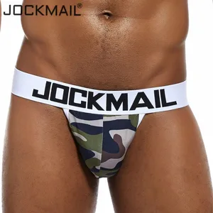 Трусы-танга JOCKMAIL мужские, пикантное камуфляжное нижнее белье из вискозы, Тонги-стринги, Трусы-танга для геев