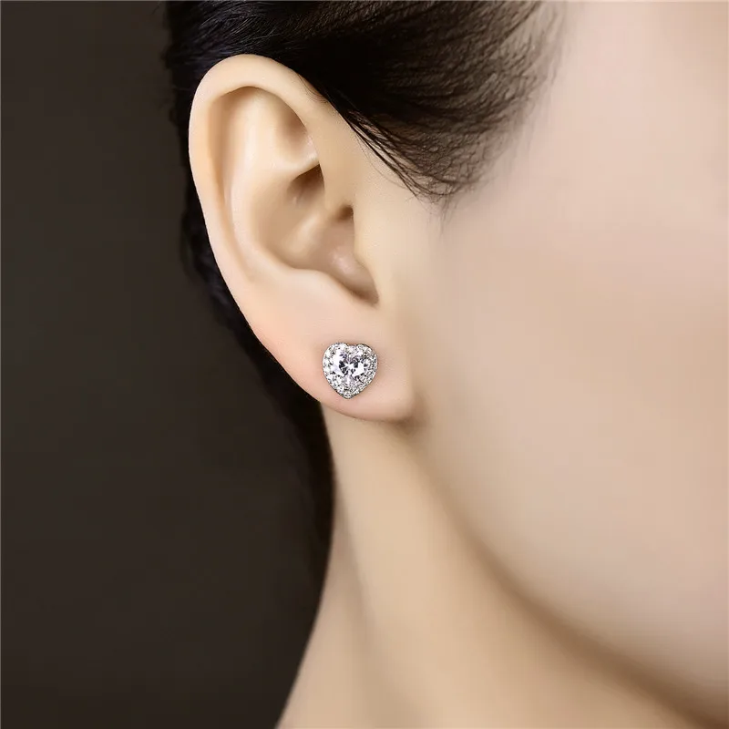 Женские серьги гвоздики из циркония цвета белого золота|stud earrings|stud earrings for womenearrings