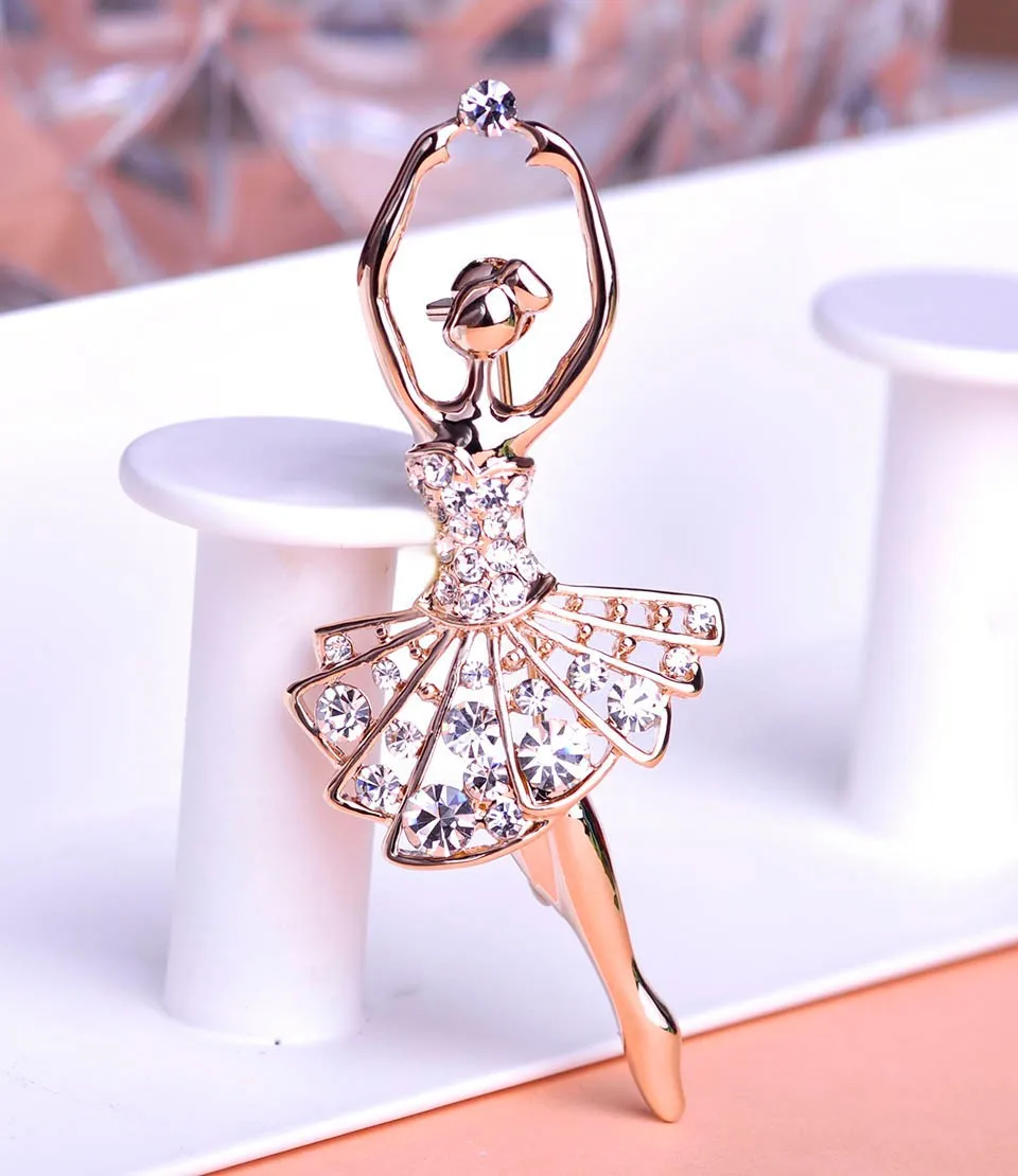 Балетная танцовщица горный хрусталь броши Cachecol булавка для хиджаба Платье