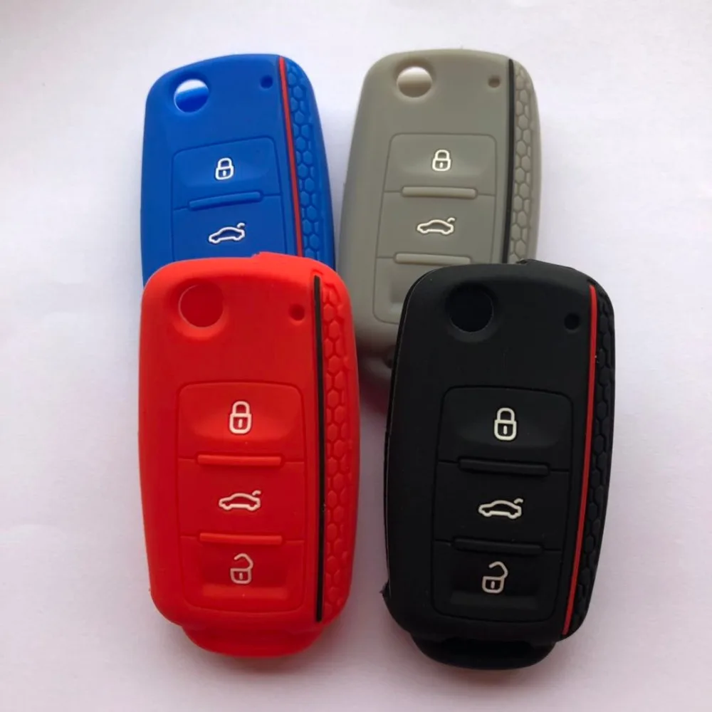 Силиконовый защитный чехол для ключа Volkswagen Bora Beetle EOS Golf Polo Passat Scirocco Seat Skoda|Футляр