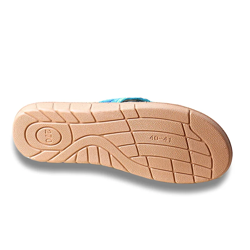 Новинка летние женские льняные тапочки сандалии на плоской подошве с цветочной