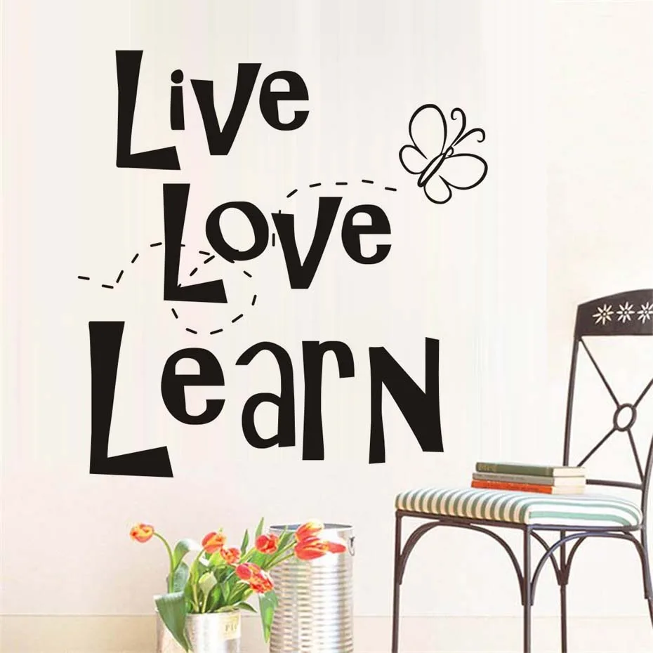 Отличительные наклейки на стену с цитатой Live Love Learn Life Art настенная виниловая