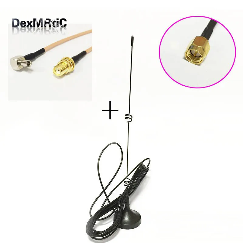 

4G 3G GSM Antenna 6dbi High Gain Magnetic Base With 3meters Cable SMA Male +SMA Female Connector to TS9 Male RG316 Cable 15CM