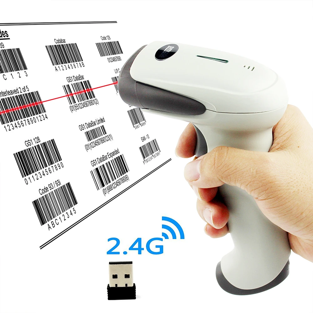 Symcode 1D 2 4G беспроводной USB сканер штрих кода с 100 метрами (330ft) Беспроводная передача
