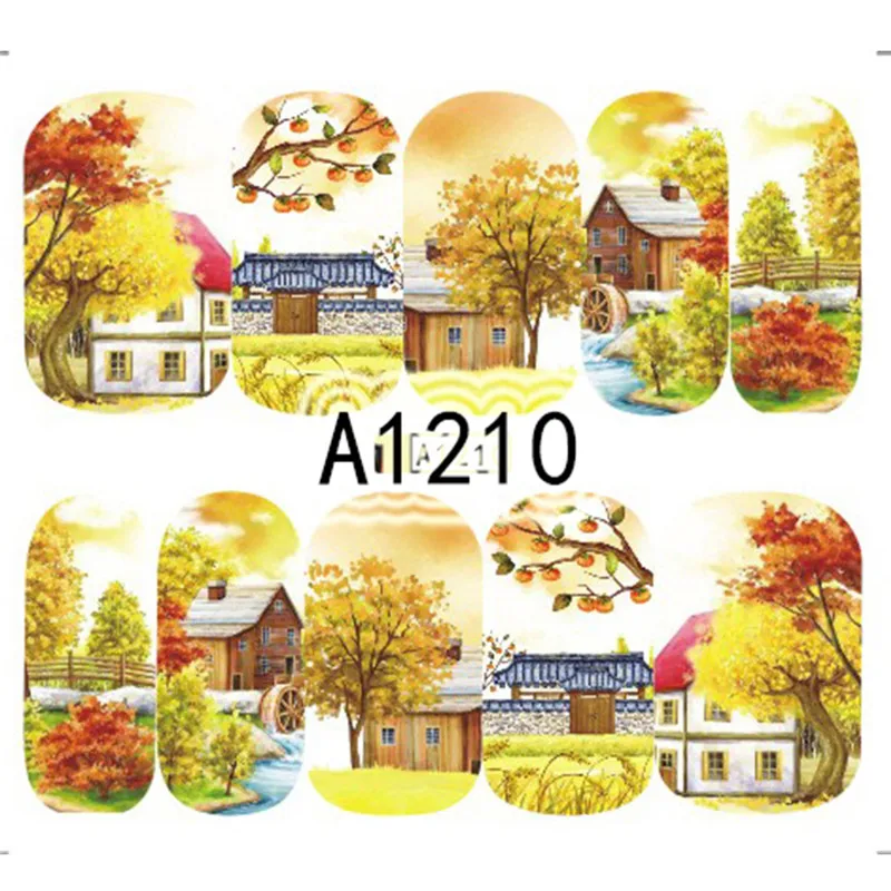 1 лист новые наклейки для нейл-арта переводные на осень кленовый смешанный