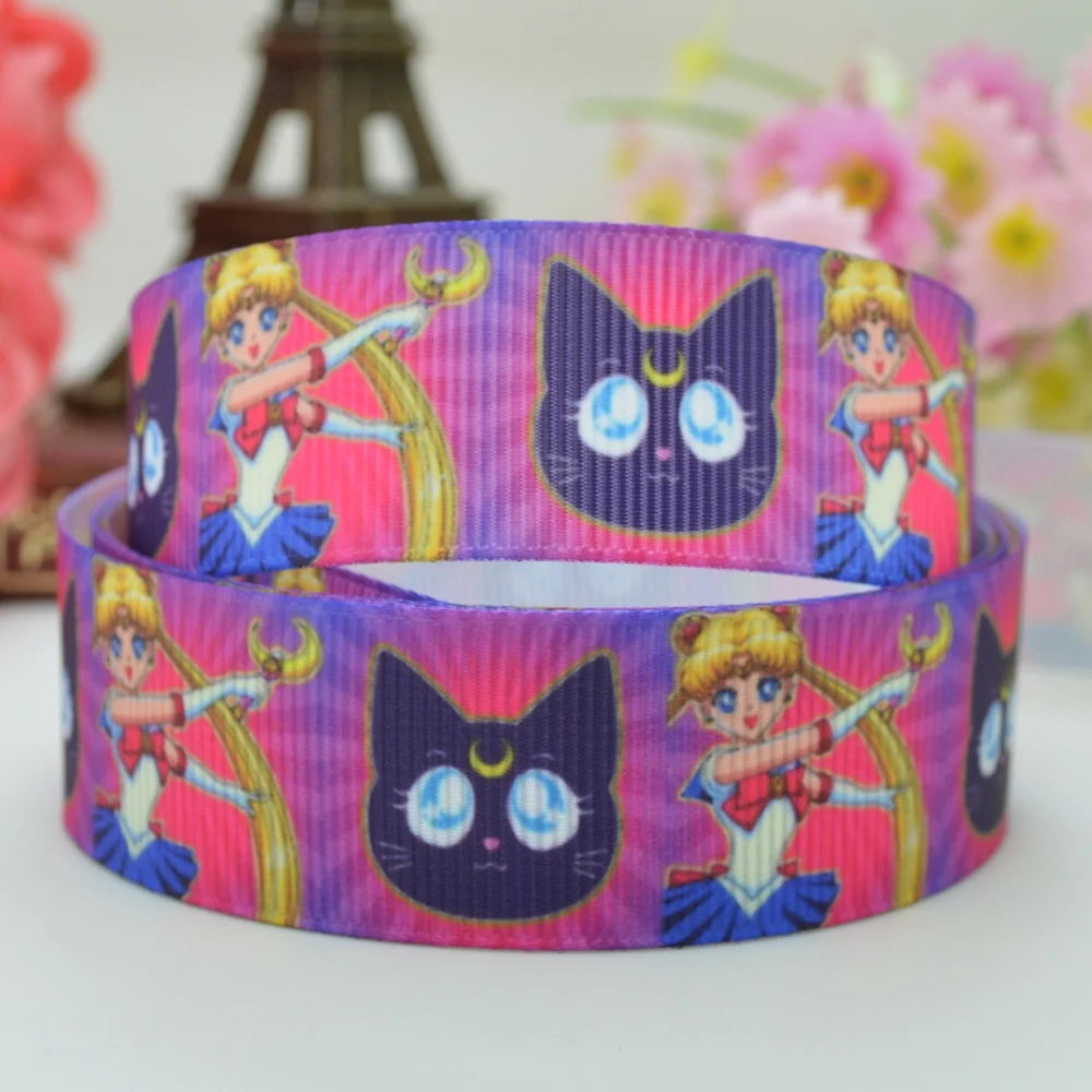 DUWES 7/8 &quot22 мм 2 5 10 20 50 ярдов Сейлор Мун печатные grosgrain ленты бант для волос DIY ручной