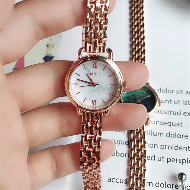 Модные Золотые женские часы из нержавеющей стали повседневные с мраморным