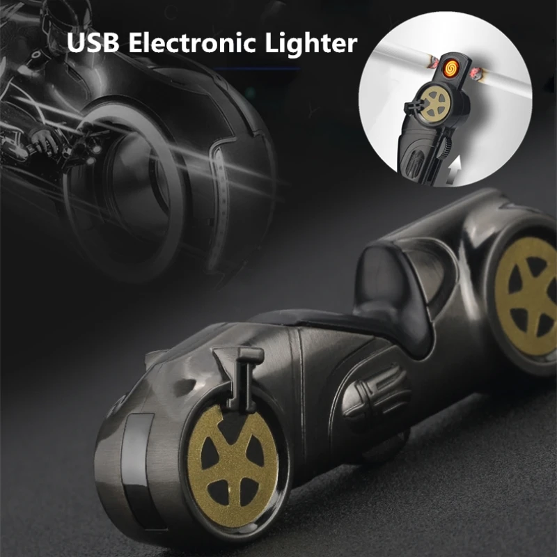 Креативная модель мотоцикла USB Электронная курительная Зажигалка двухсторонняя