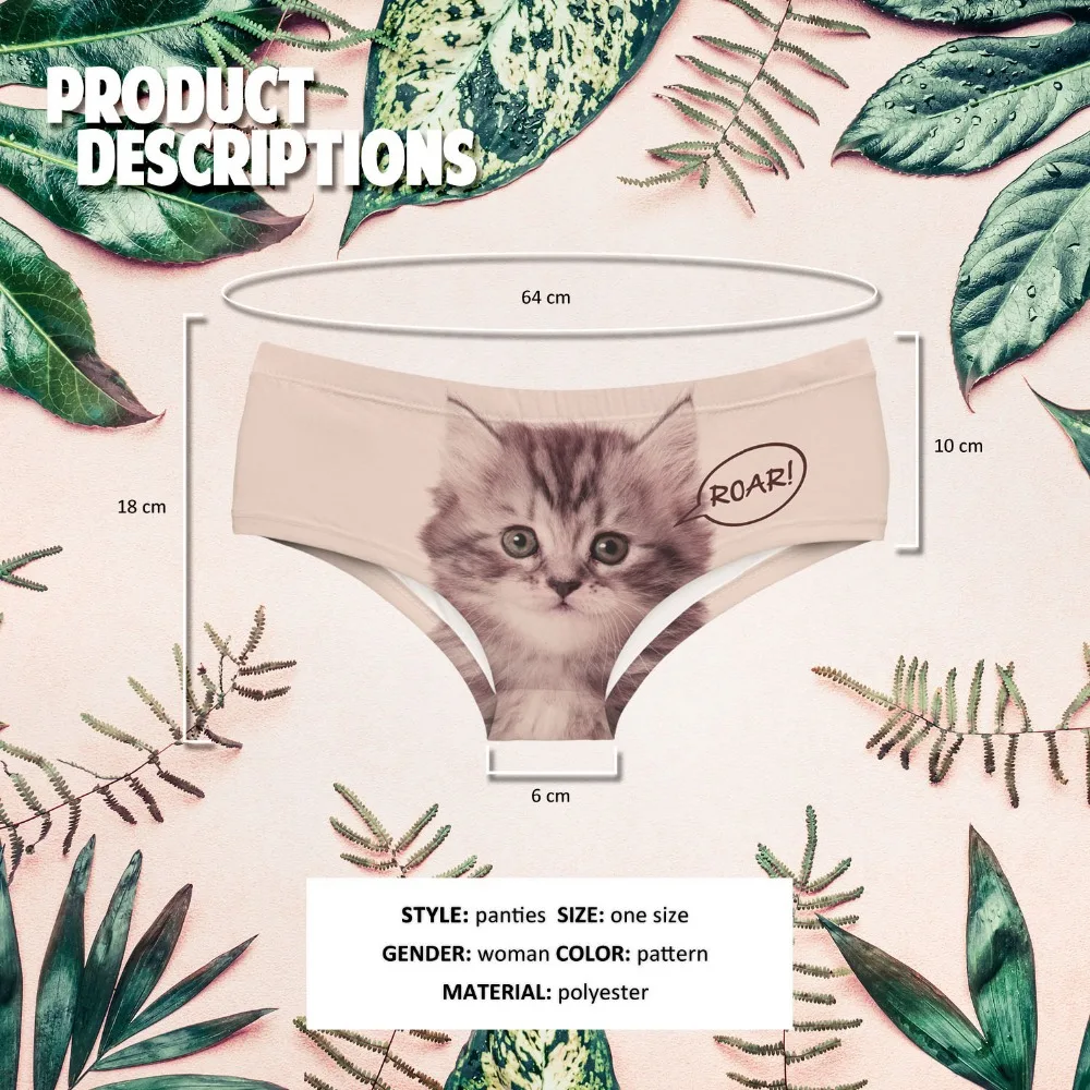LEIMOLIS милые забавные сексуальные трусики с объемным принтом в виде кота и букв