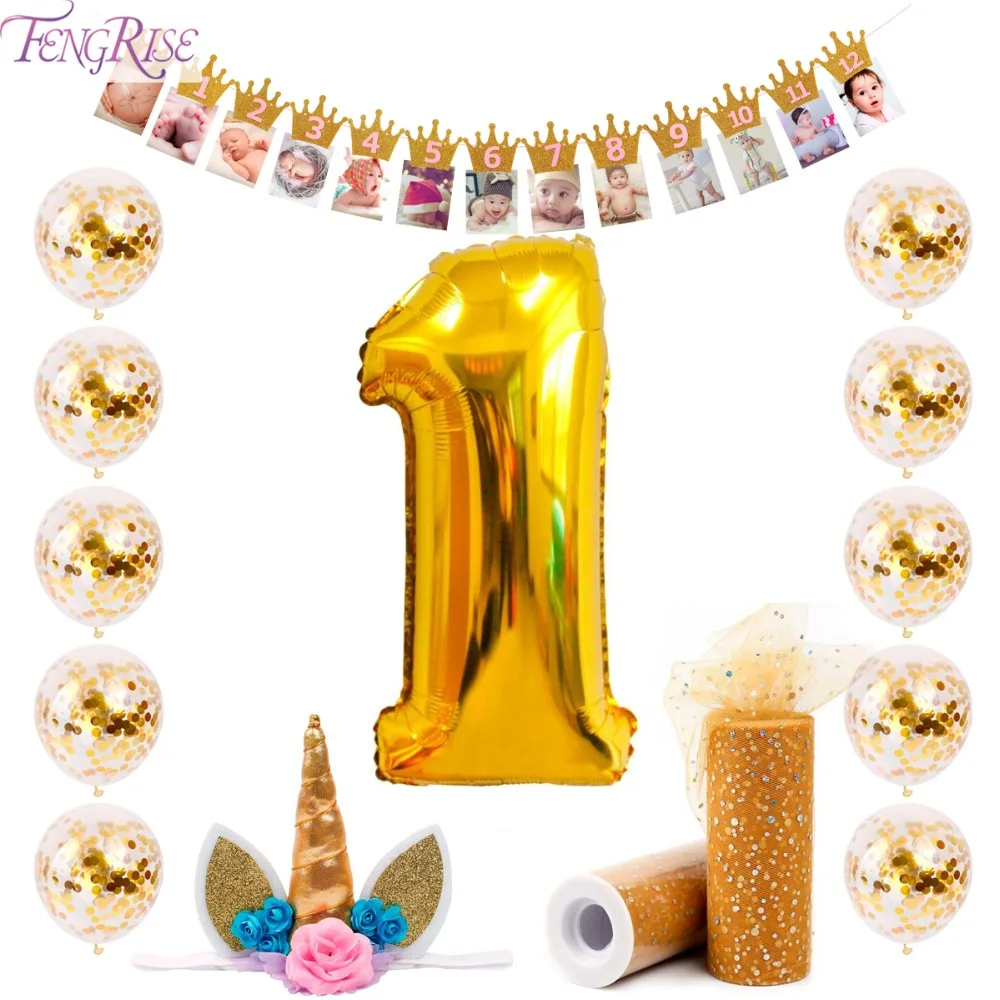 FENGRISE воздушный шар для первого дня рождения украшение детского душа золотой 30 40 50
