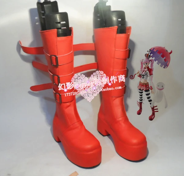 Аниме One Piece Perona панк красные сапоги для косплея обувь H016 | Тематическая одежда и