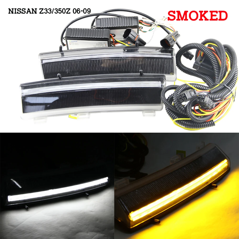 СВЕТОДИОДНЫЙ DRL дневные ходовые огни+ желтый указатель поворота для Nissan LCI 350Z 2006-2009