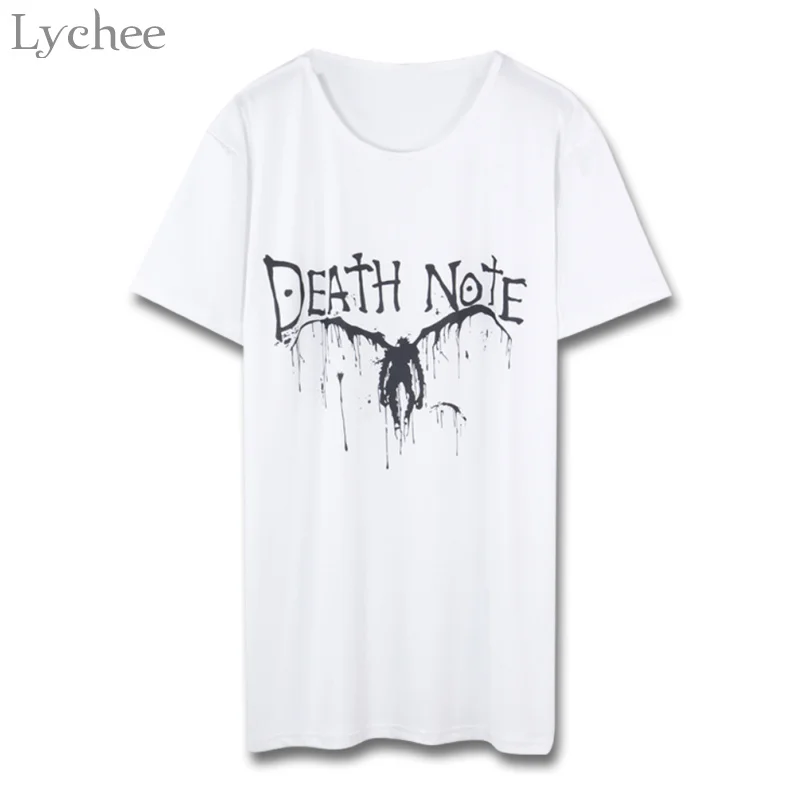Летняя женская футболка Lychee с японским аниме принтом Death Note Повседневная