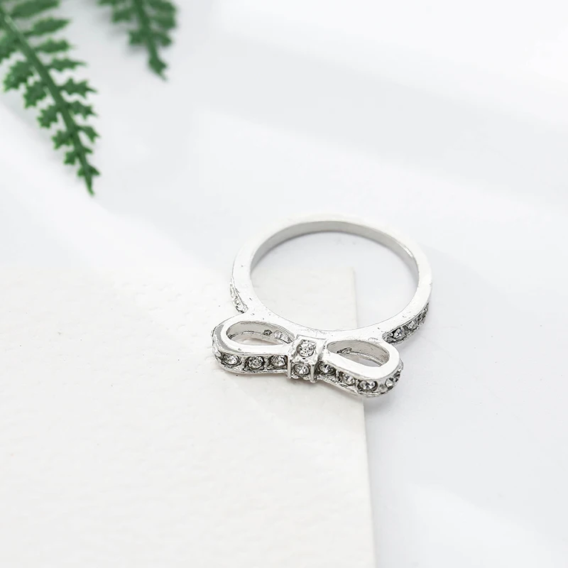 TOGORY Silver Fine Jewelry Sets BR + RI Wedding Bnowknot Plated Bracelets Bangle Rings As Women Wife Gift | Украшения и