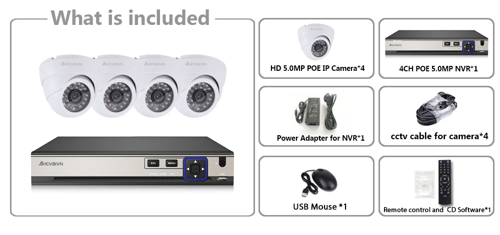 Домашняя система видеонаблюдения 4CH IP камера безопасности PoE NVR комплект CCTV 5MP 4