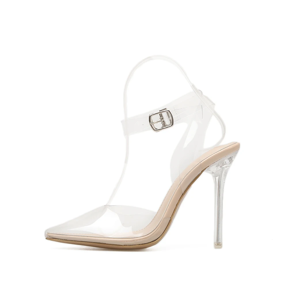 Women Sandals 2018 Fashion Transparent Pointed Toe Clear High Heels Pumps Stilettos Slingback PVC Wedding Dress Shoes Summer | Обувь