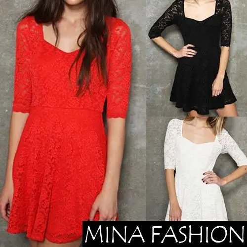 Женское сексуальное кружевное платье с коротким рукавом Прозрачное невидимой