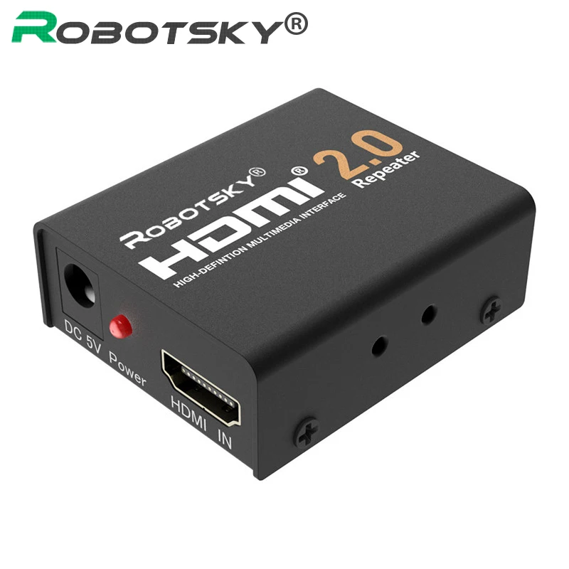 Robotsky 4 k x 2 k HDMI удлинитель HDMI 2,0 сигнала адаптер усилителя для PS4 комплект для DVD компьютерной приставки к телевизору проектор