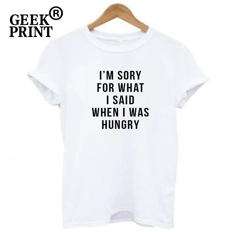 Женские топы извините за то что я сказал когда был голодным принтом футболки