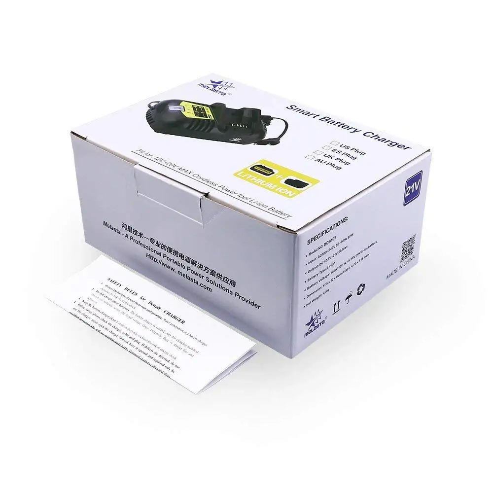 

12V MAX and 20-Volt MAX Li-Ion Battery Charger for Dewalt DCB101,DCB105,DCB107,DCB112,DCB115,100-240V with EU plug