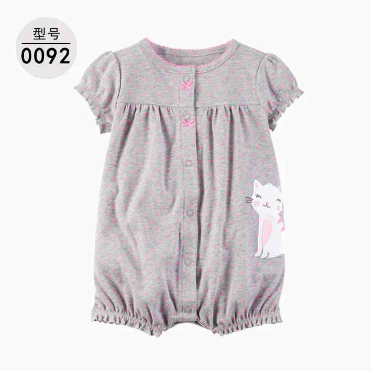 XINI MOMMY/Летний однобортный сдельник для ребенка, короткая Детская летняя одежда, детский костюм с круглым вырезом, модная одежда с цветочным рисунком, ALI76