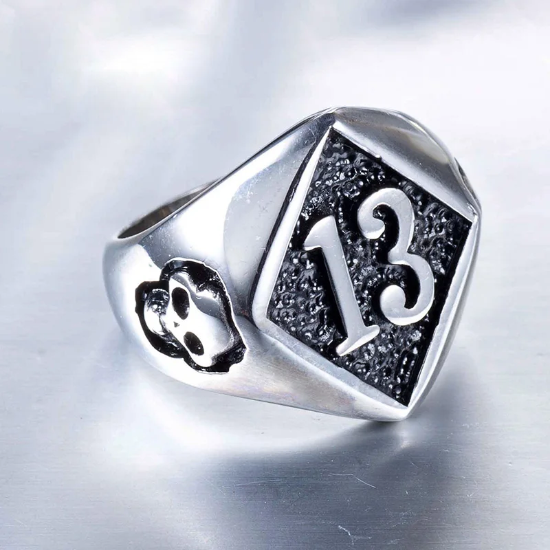 Двигатель Байкер Lucky Number 13 кольцо 316L нержавеющая сталь для мужчин обувь мальчиков