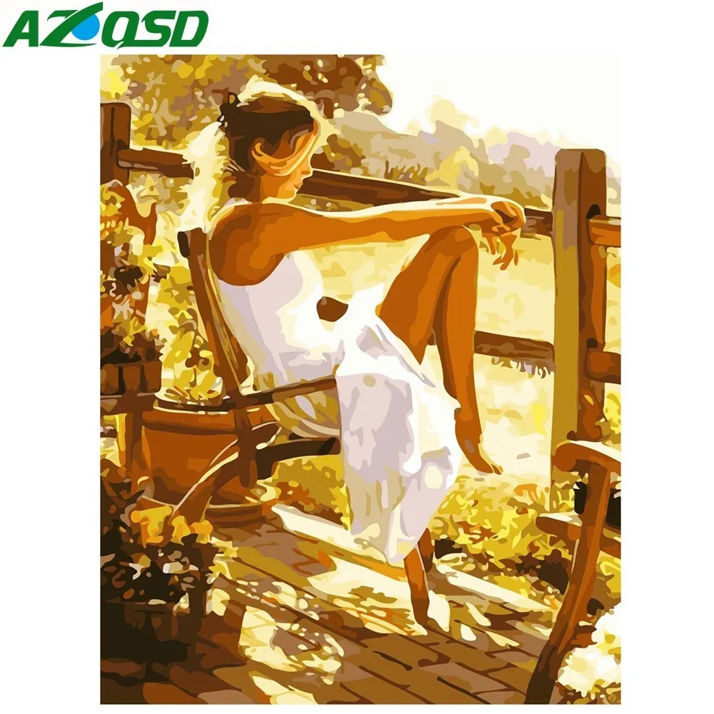 AZQSD Unframe Diy картина масляной краской по номерам портретная краска для домашнего