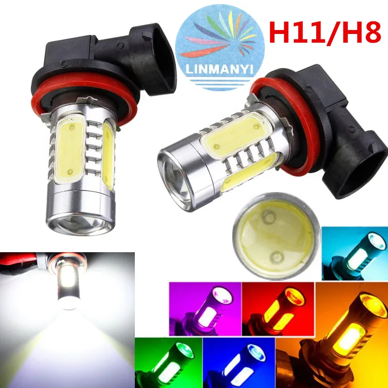 2 шт. ультра яркий 7 5 W 12V 6000K H8 H11 COB Белый Противотуманные фары дальнего света