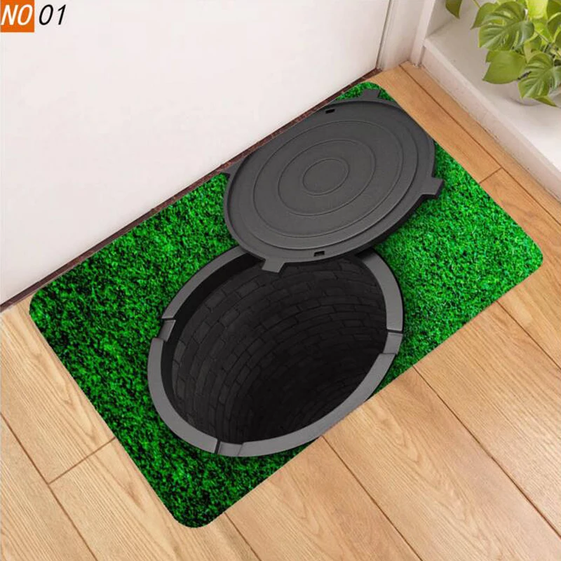 3D печать ловушка пластиковый коврик у входной двери Кухня Спальня Ванная комната, коридор, фойе абсорбирующий Коврик Non-Slip 60x40 см HM0628