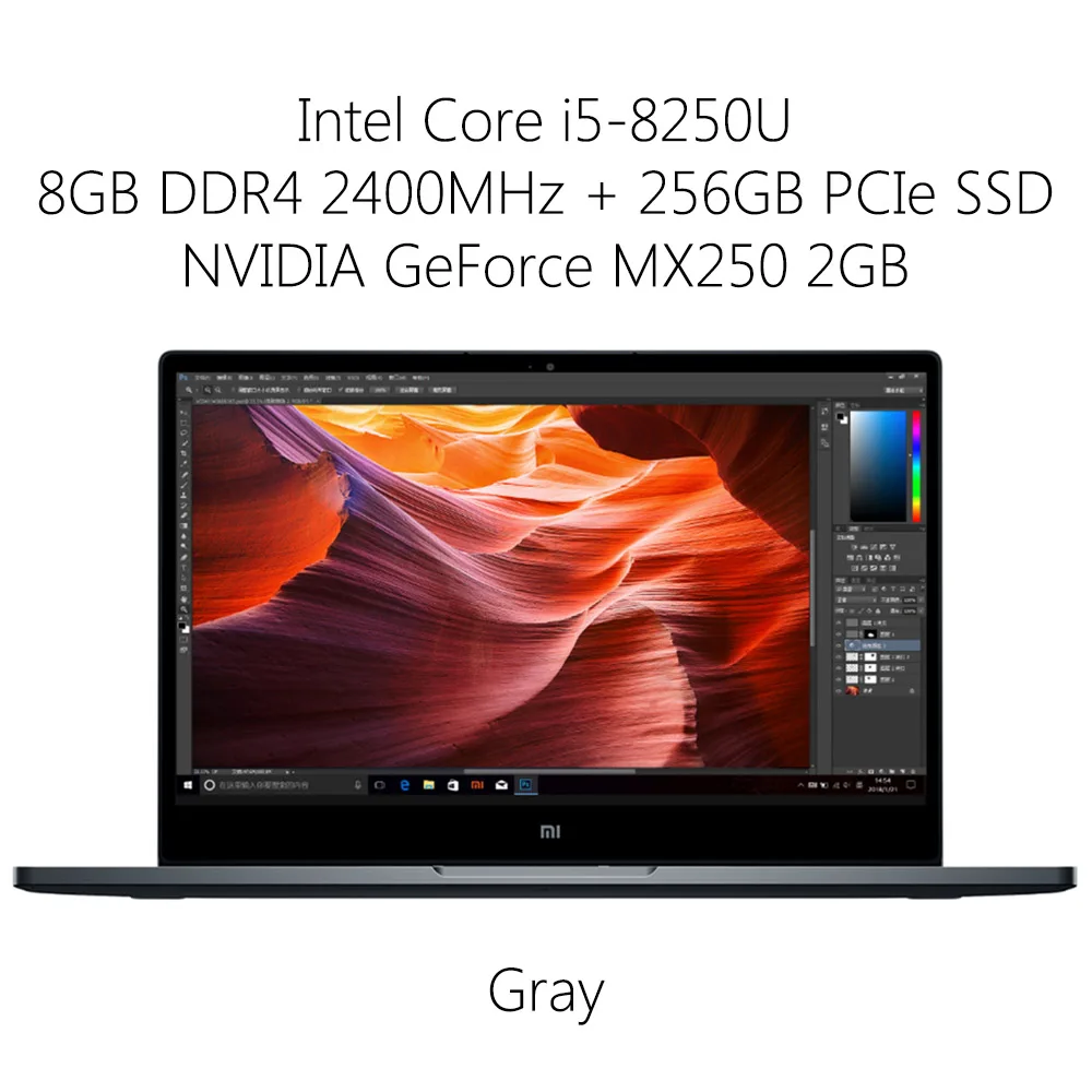 Gray i5 8GB 256GB Ноутбук Xiaomi Mi Air 13,3 Windows 10 Intel Core i5-8250u 8 ГБ ОЗУ 256 ГБ SSD MX250 датчик отпечатков пальцев - Цвет: Gray i5 8GB 256GB