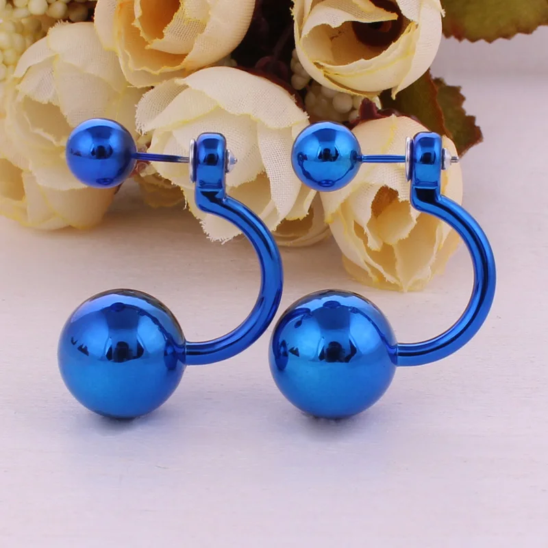 Женские серьги гвоздики с жемчугом 11 цветов|double ball earrings|pearl stud earringsball earrings |
