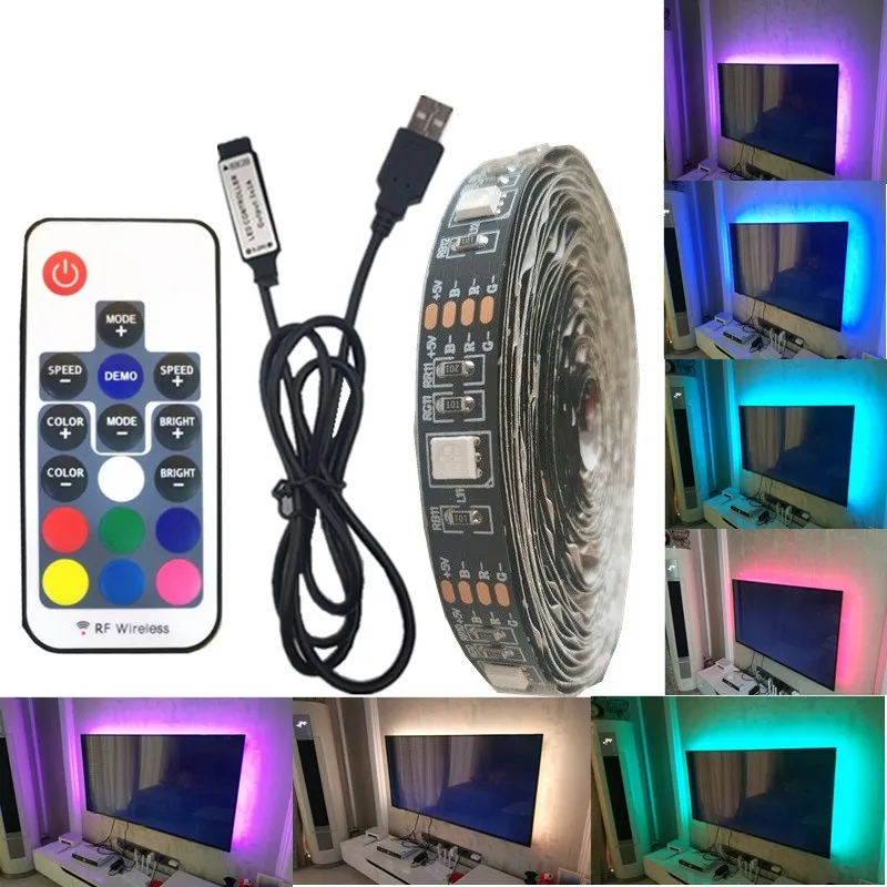 Водонепроницаемая гибкая светодиодная лента 5 в постоянного тока USB 5050 50 см 1 м 2