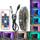 DC 5V USB Светодиодная лента 5050 водонепроницаемый RGB светодиодный светильник гибкий 50 см 1 м 2 м добавить 3 17Key пульт дистанционного управления для ТВ фосветильник