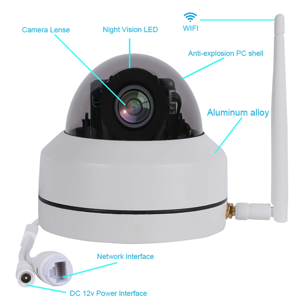 Новый 1080 P 4X беспроводной wifi IPZ камера ночной ИК 30 м купол антивандальные