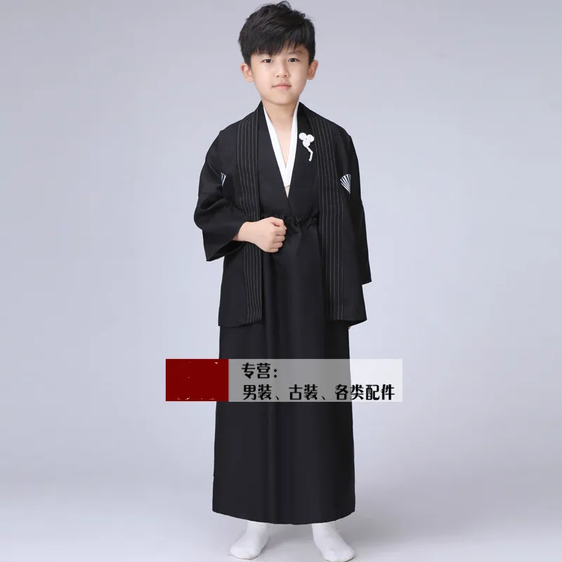 Новое японское кимоно для маленьких мальчиков детский черно-белый костюм юката