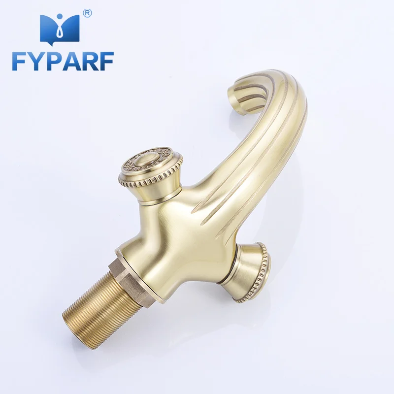 

FYPARF Luxury Bathroom Faucet Copper Gold Waterfall Bathroom Sink Tap Dual Handle Vessel Sink Water Tap Hot&Cold Basin Faucets